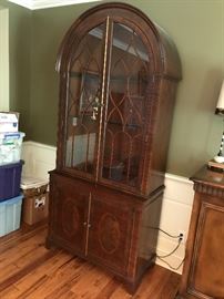 Baker Furniture Lighted China Cabinet w/ Glass Shelves