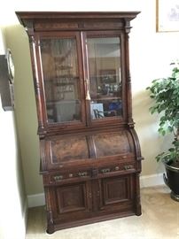 Antique Burled Walnut Secretary