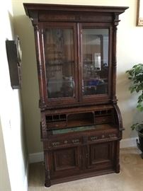 Antique Burled Walnut Secretary - Detail