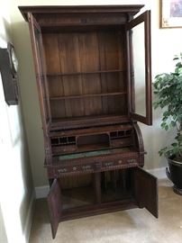 Antique Burled Walnut Secretary - Detail