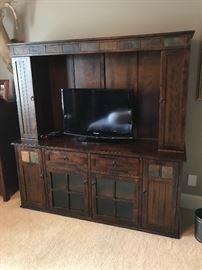 Walnut Granite Trimmed TV/Entertainment Cabinet