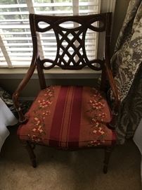 Highland House Pecan Upholstered Seat Arm Chair