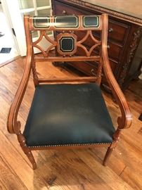 Heather Brooks Pecan Leather Seat Arm Chair