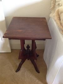Antique Walnut Square Side Table 