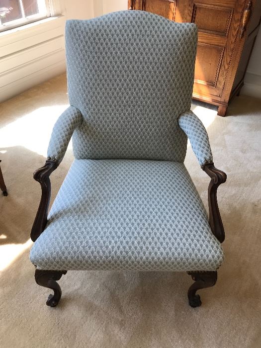 Light Green/Cream Diamond Upholstered Arm Chair