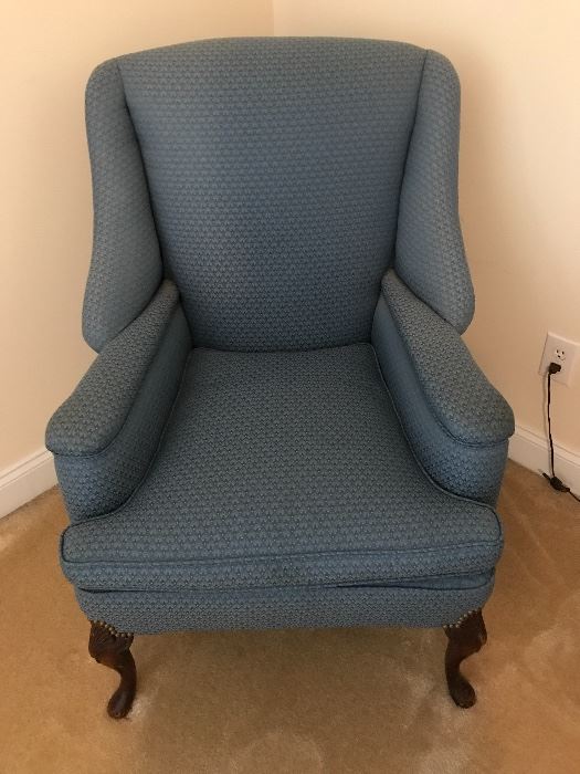 Light Blue Upholstered Wingback Chair
