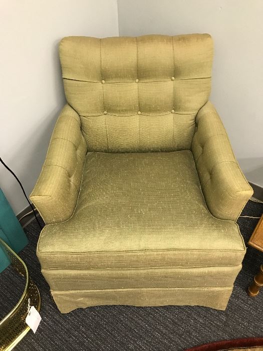 Mid-Century Olive Upholstered Arm Chair