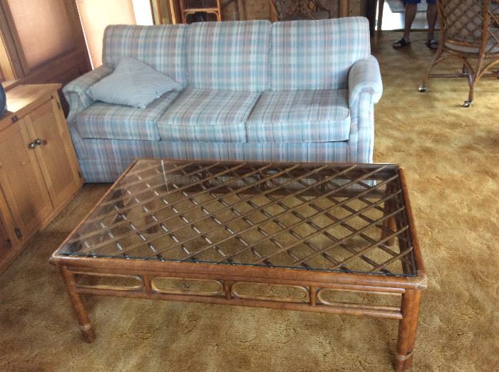 BAMBOO COFFEE TABLE / GREAT CONDITION SOFA