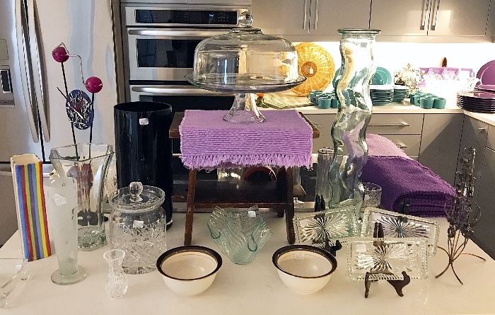 Vases, Glass Cake Stand & More