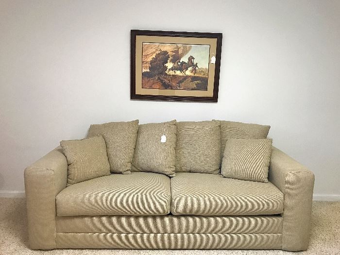 Contemporary Sleeper Sofa, Art Print (Indian & Cowboy)