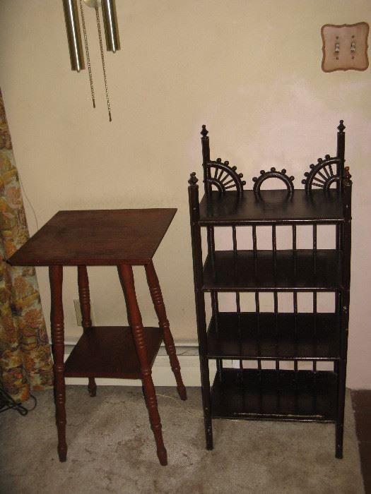 Antique Table & Display Shelf