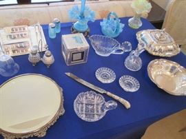 Vintage Colored Glass and Silver Plate