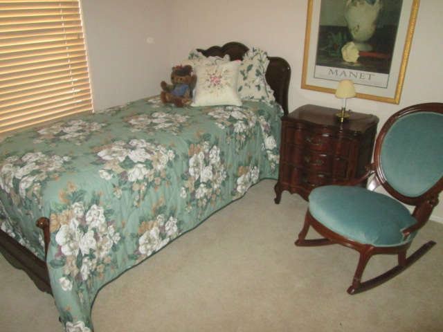 2-Matching Quilted Bedspreads-Twin Size.  Notice the great Rocking Chair!