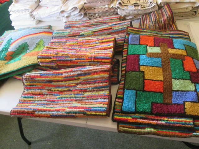 Hand hooked rugs, mats