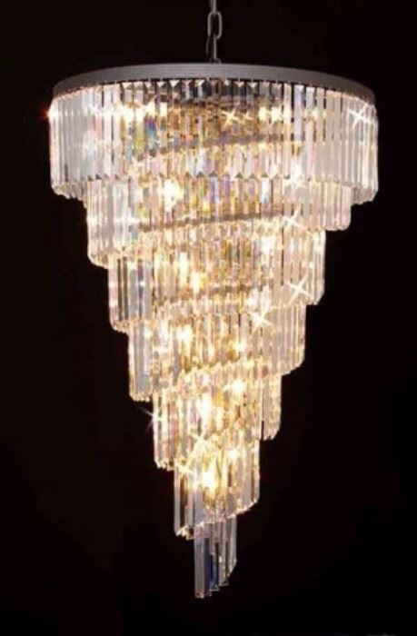 $1565.00 - VENINI STYLE SPIRAL CRYSTAL CHANDELIER, FREE SHIPPING (USA ONLY) ON THIS ITEM