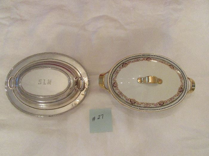 27 SERVING DISHES CERAMIC SILVER