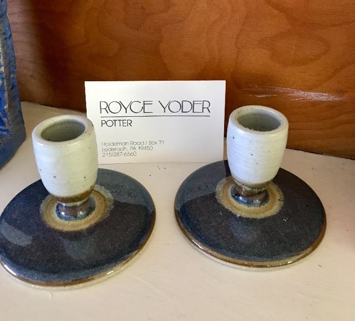 Royce Yoder pottery candle sticks 