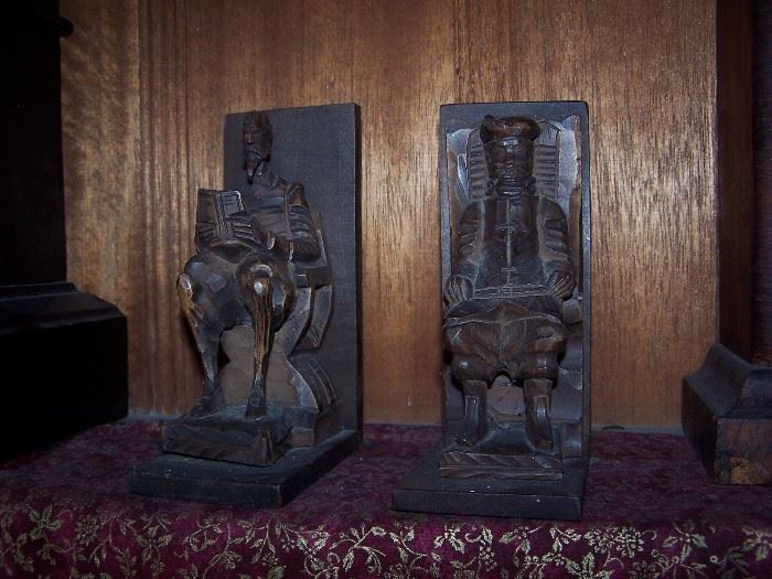 Carved book ends