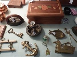 Vintage Brass Nautical Doorknocker, Compass Ship's Wheel Ashtray and more