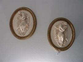 Vintage Wall Decoration- 3 D Large Oval Lovers