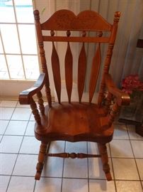Large Hardwood Stenciled Rocker