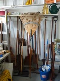 Lawn Tools, Axes, many different types of Shovels, Picks, Rakes