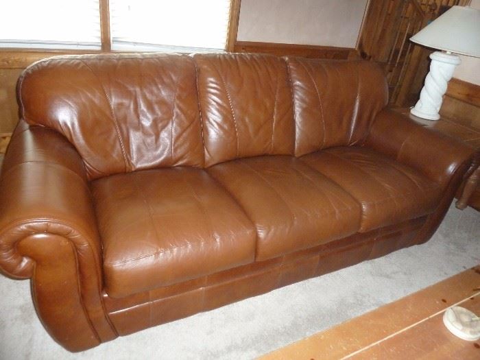 Leather sofa with matching reclining leather chair