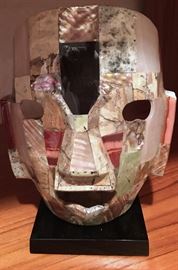 MOTHER OF PEARL AND ONYX TRIBAL MASK