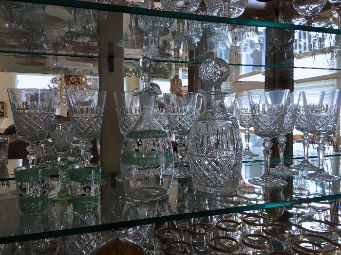 WATERFORD CRYSTAL DECANTER, AND STEM WEAR 