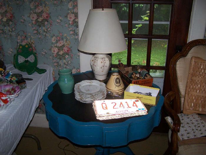 PAINTED LAMP TABLE & MISC.