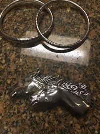 J b hill Sterling "wild horses belt buckle