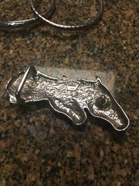 j b hill solid sterling horse belt buckle