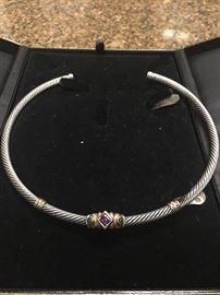 vintage yurman gold & sterling cable neck collar w/ stones
