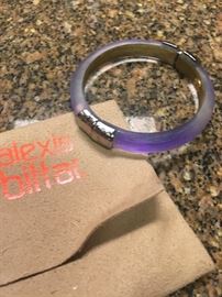 purple lucite and gold tone hardware-alexis bittar bracelet and pouch