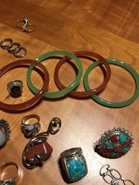 assorted silver w/ stones = glass bracelets