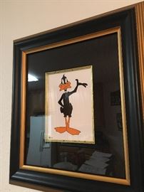 warner bros daffy cel animation art -papers on back