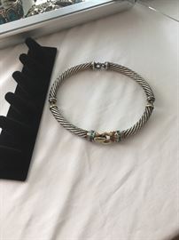 david yurman vintage choker- w/ 14k -925 blue topaz -fits sm-med neck size