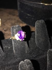 14k gold, diamond and Amethyst rind