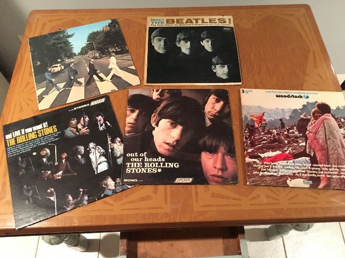 A large assortment of vinyl albums including rock and roll greats!