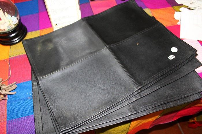 linens black leather placemats