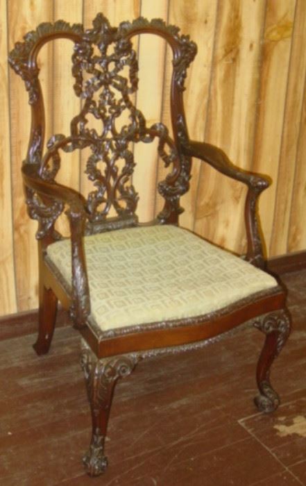Super Ornate Carved Back Arm Chair