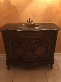 Bathroom vanity with marble top, 2 drawers, faucet, sink & spacious cabinet 