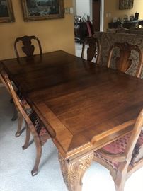 Wood Dining Table with 6 chairs (2 are arm chairs) purchased at Gormans