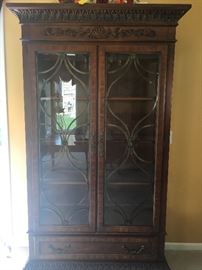 Wood Curio Cabinet with Glass doors purchased from Gormans 
