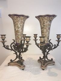Set of 2 designer candelabras (holds 3 candles each) 