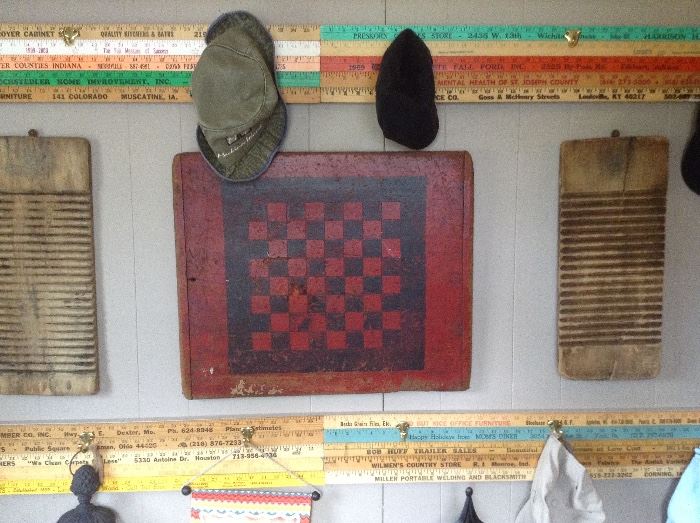Cute old wash boards and checkers