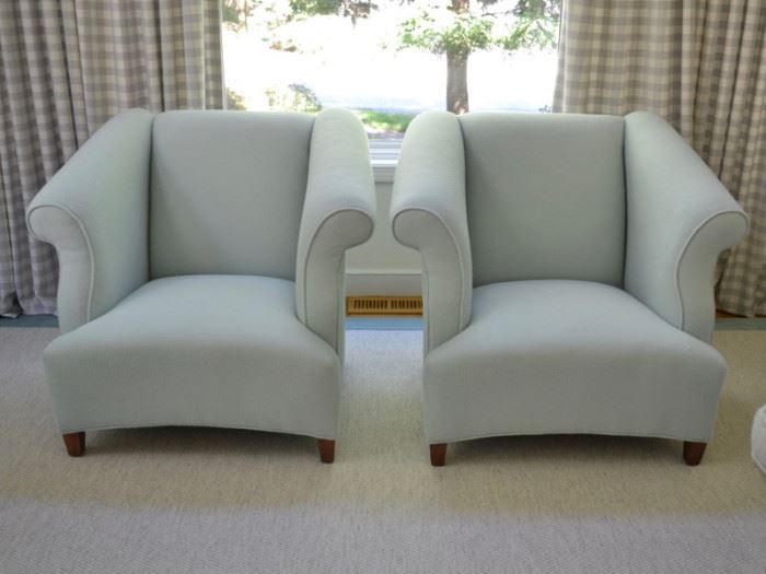 Custom upholstered club chairs
