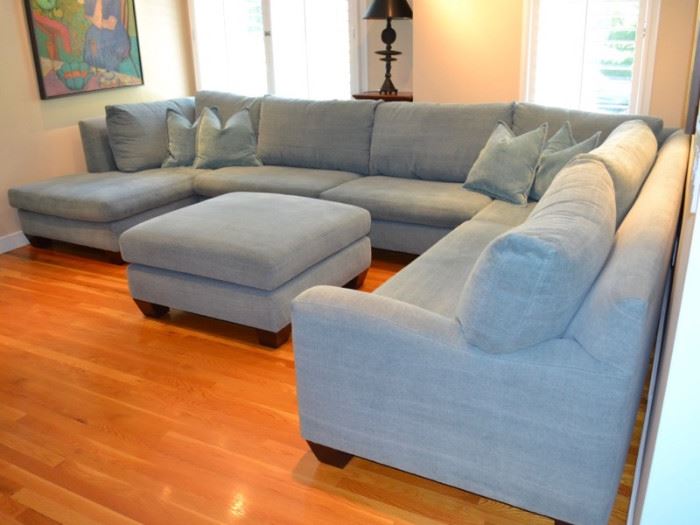 Custom blue sectional sofa
