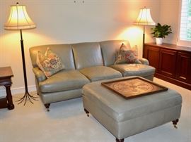 Leather sofa and ottoman