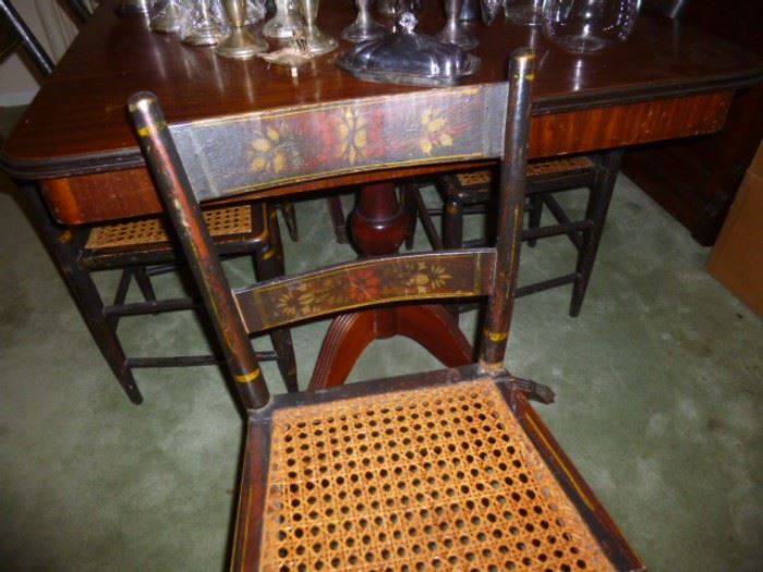Nice set of antique cane seat plank chairs